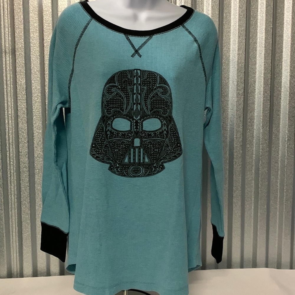 Star Wars Blue Thermal Darth Vader Graphic Front Large Long Sleeve Shirt